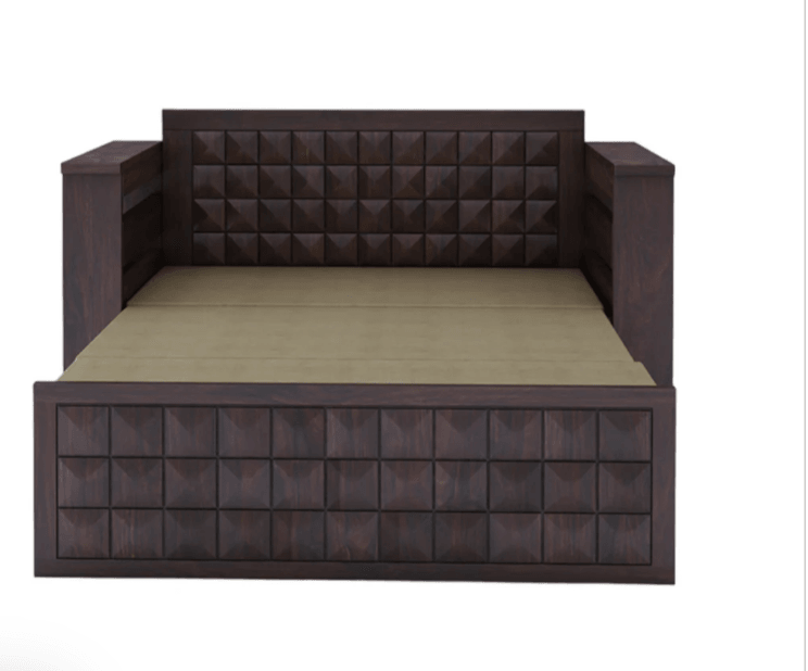 2 SEATER WALNUT SOFA CUM BED SHEESHAM WOOD - Ouch Cart 