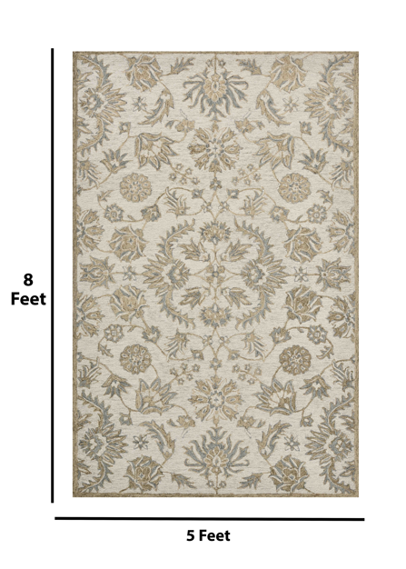 Saraswati Global Rug  Handmade Area Rug 5x8 Feet , Premium Wool, Comfortable, Anti-Skid & Anti Slip Backing Carpet , Ideal for Bedroom, Living Room, and Dining Room, Kids Room, Office.