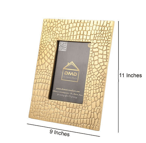 Aiko Photo Frame in Croc Pattern Gold Finish