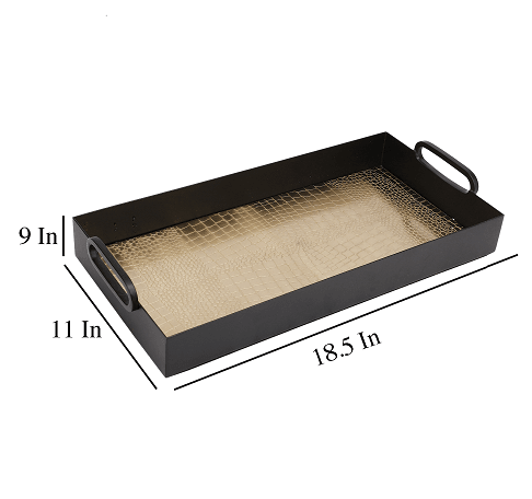 Hartley Gold Black Croc Tray with Handles - Ouch Cart 