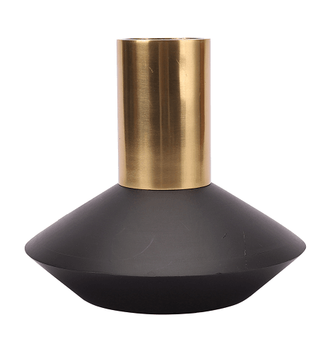 "Short Deidra Vase" Matt Gold &  Black wood