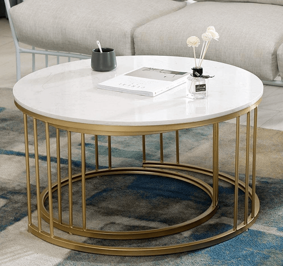 Round Nesting Coffee Table for Living Room - Ouch Cart 