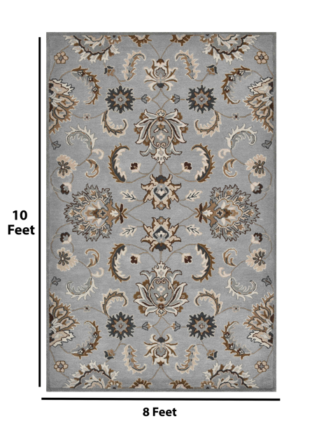 Saraswati Global Rug  Luxury Handcrafted Floral Area Rug - 8x10 Feet, Premium  Wool, Anti-Skid & Anti Slip Cotton Backing Carpet , Ideal for Bedroom, Living Room, and Dining Room, Kids Room, Office.