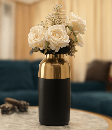 "Cylindrical Deidra" wood Large silver vase