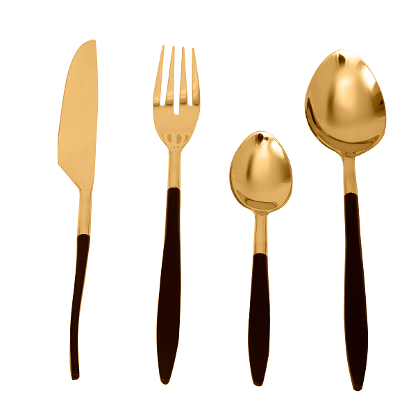 Midnight Opulence Black & Gold Cutlery Set - Ouch Cart 