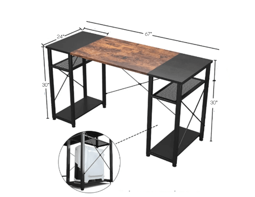 Orion Computer Table 67" with CPU Compartment - Ouch Cart 