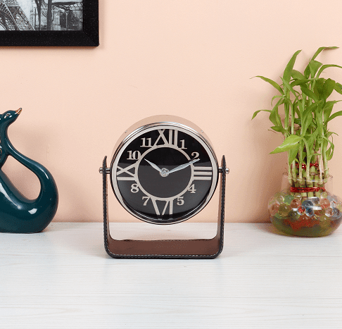 Genuine Black Leather Table clock - Ouch Cart 