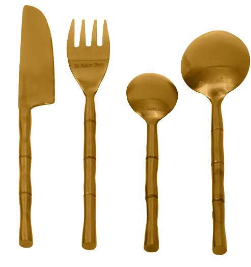 Bamboo Elegance Gold Cutlery Set - Ouch Cart 