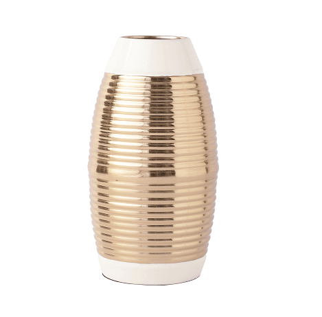 Regal Ivory and Gold Banded Enamel Vase - Ouch Cart 