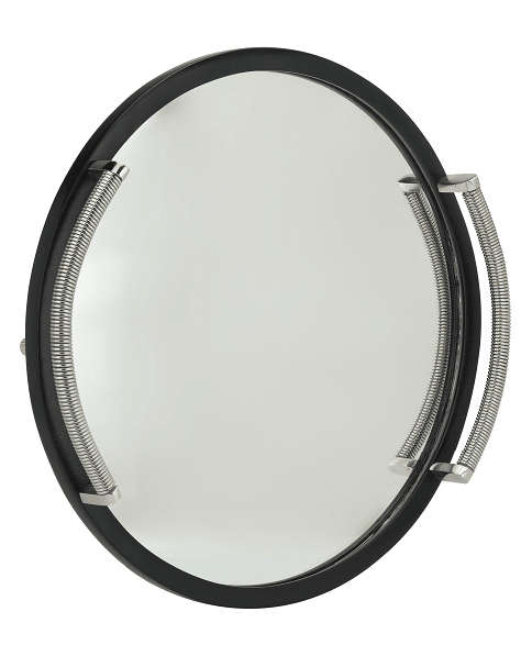 Allie Mirror Tray Black Silver Medium Size - Ouch Cart 