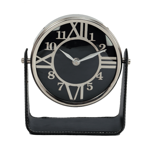 Genuine Black Leather Table clock - Ouch Cart 