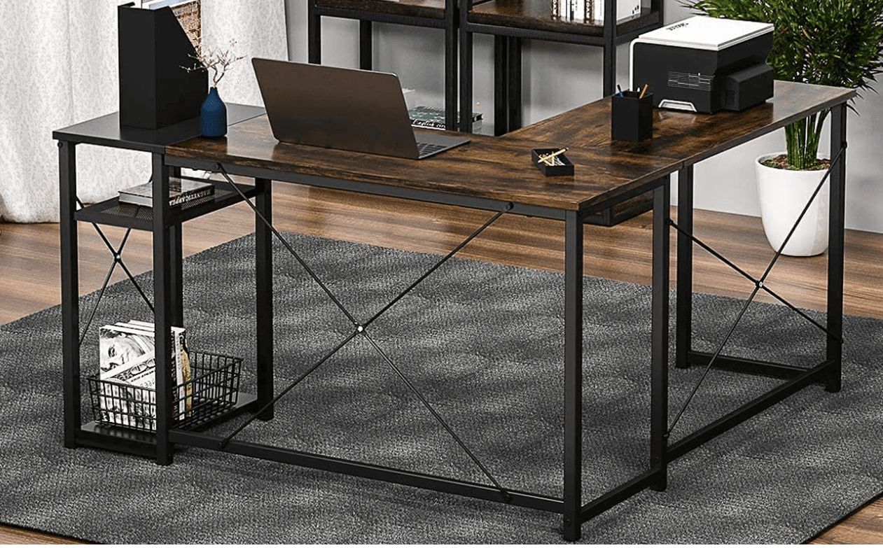 Blakely L Shaped Computer Desk 2 Person Table - Ouch Cart 