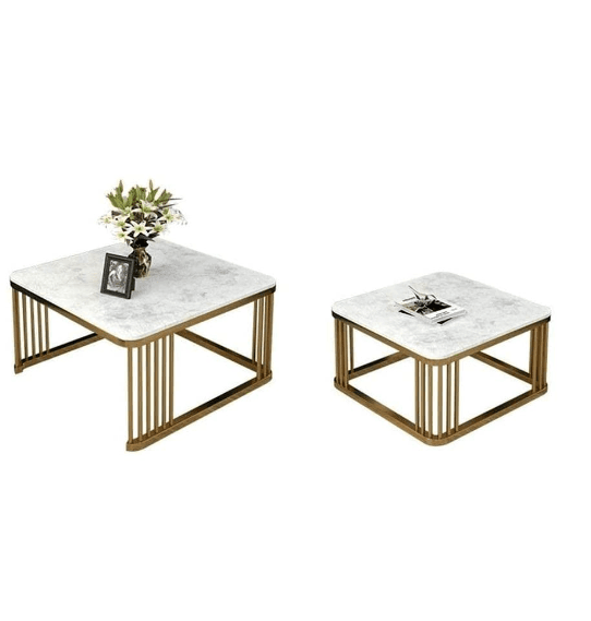 Square Coffee Tables,2 Square Nesting Table Set Coffee Table with Storage Open Shelf for Living Room - Ouch Cart 