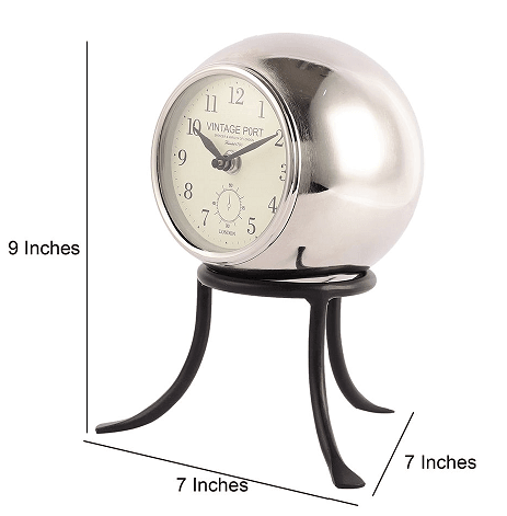 Seated Sphere Clock in Silver & Black Colour - Ouch Cart 