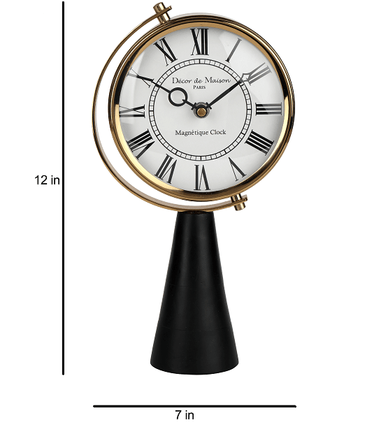 Black Wood's Pedestal Clock in Reflective Gold - Ouch Cart 