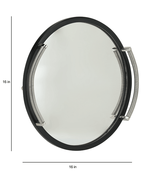 Allie Mirror Tray Black Silver Large Size - Ouch Cart 