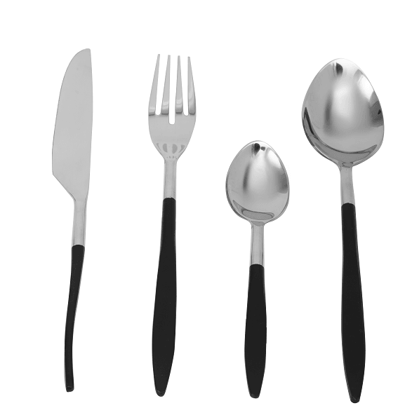 Midnight Opulence Black & Silver Cutlery Set