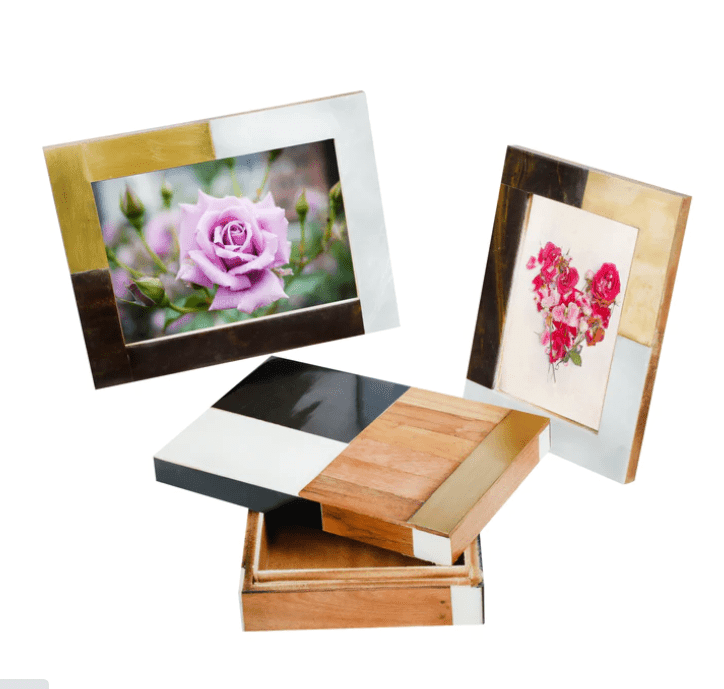 Stylish Photo Frames With Jewelry Box Combo In Brass , Marble and Wood By Fita