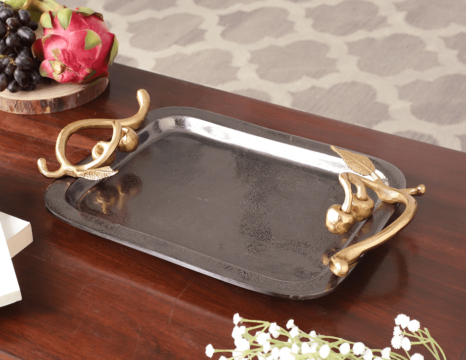 Cherry Vine Black Décorative Platter - Ouch Cart 