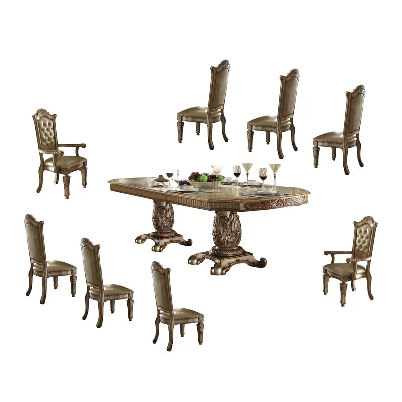 9 - Piece Solid Wood Double Pedestal Dining Set