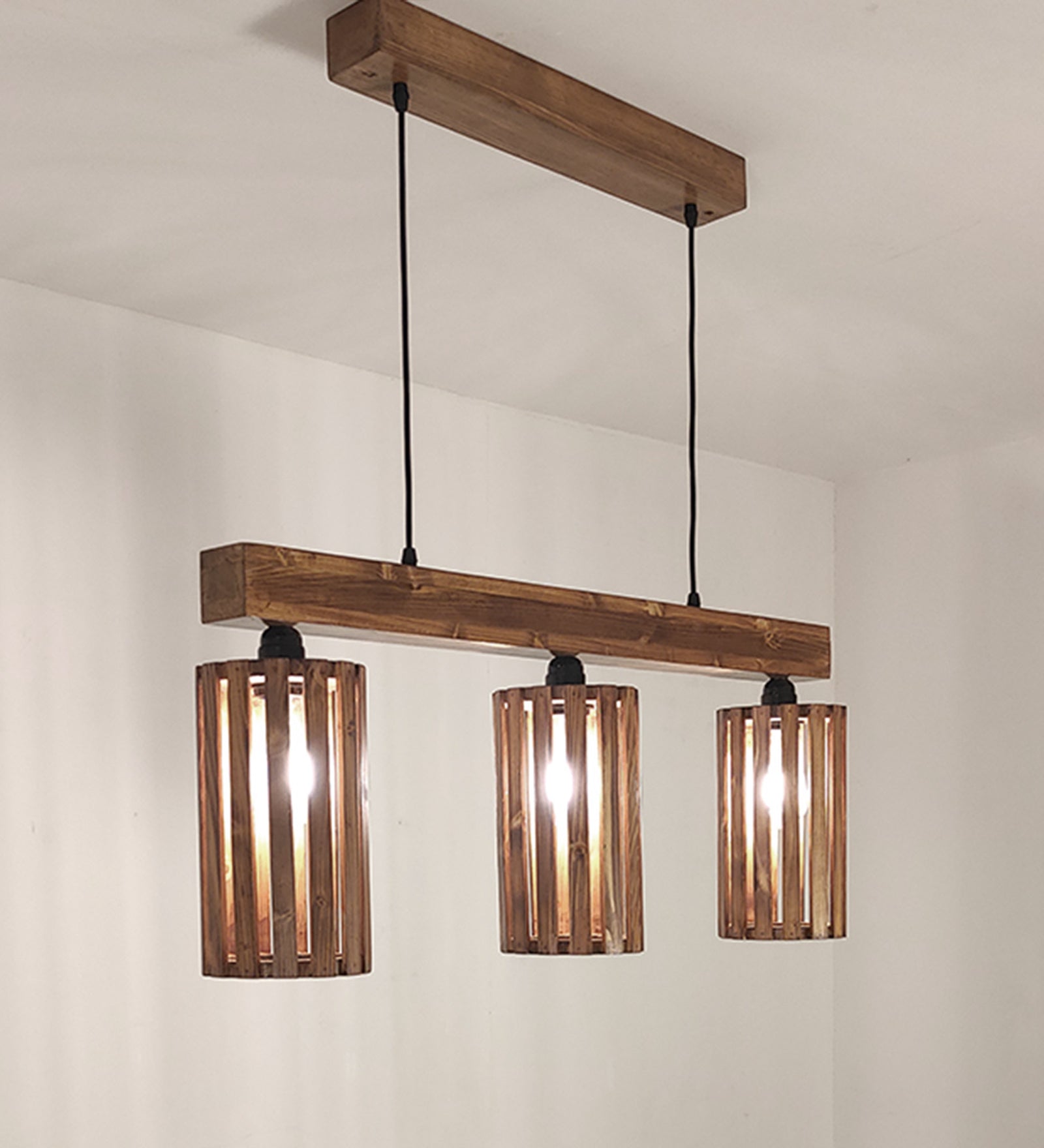 Abacus Brown Wooden 3 Series Hanging Lamp