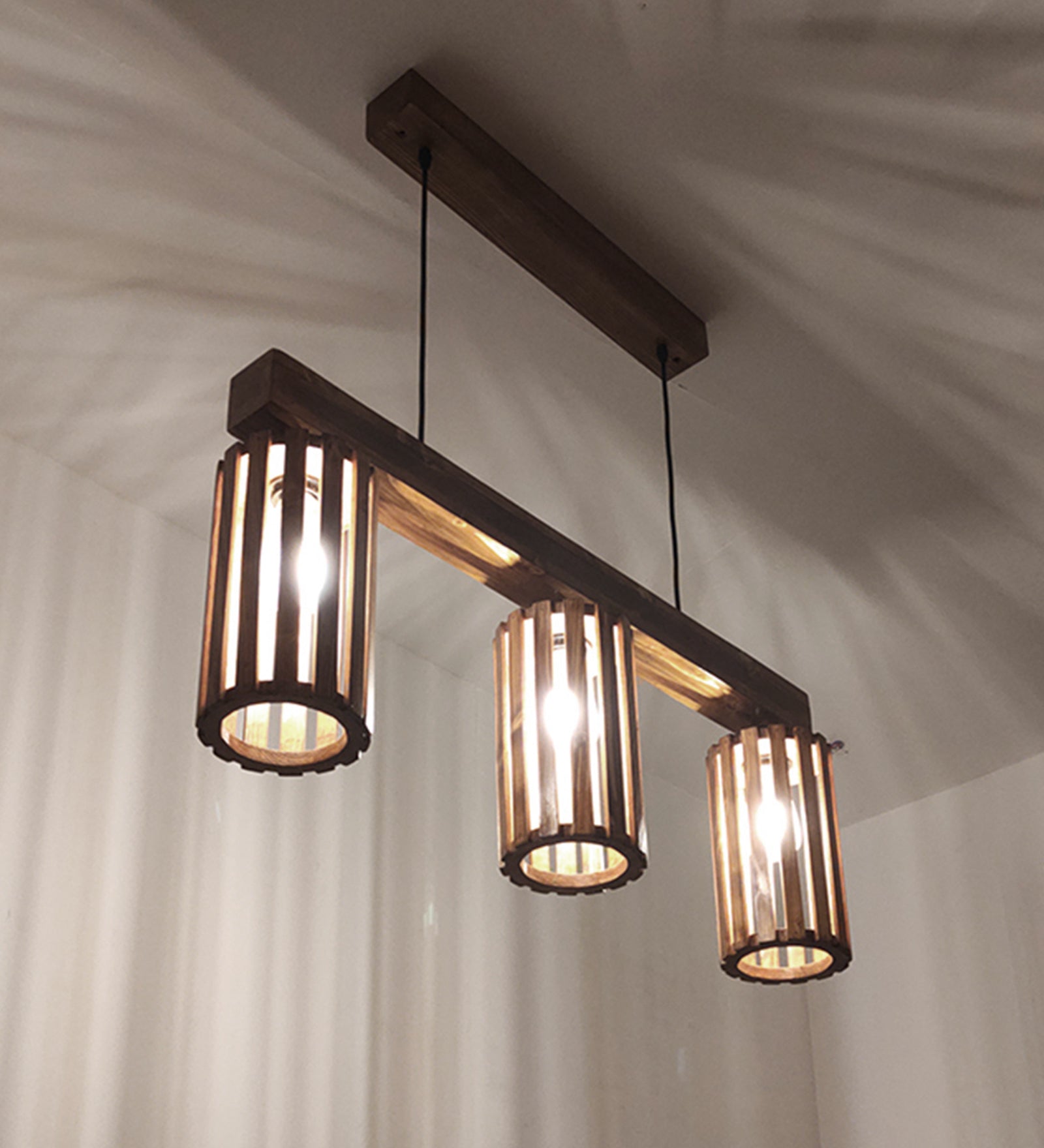 Abacus Brown Wooden 3 Series Hanging Lamp