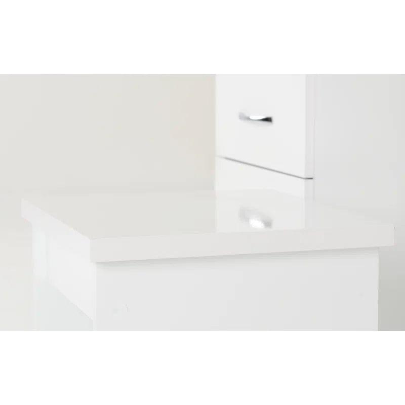 Makeup Vanity Desk with Mirror, White Vanity Table Set with 4 Drawers, Modern Vanity Table for Bedroom - Ouch Cart 