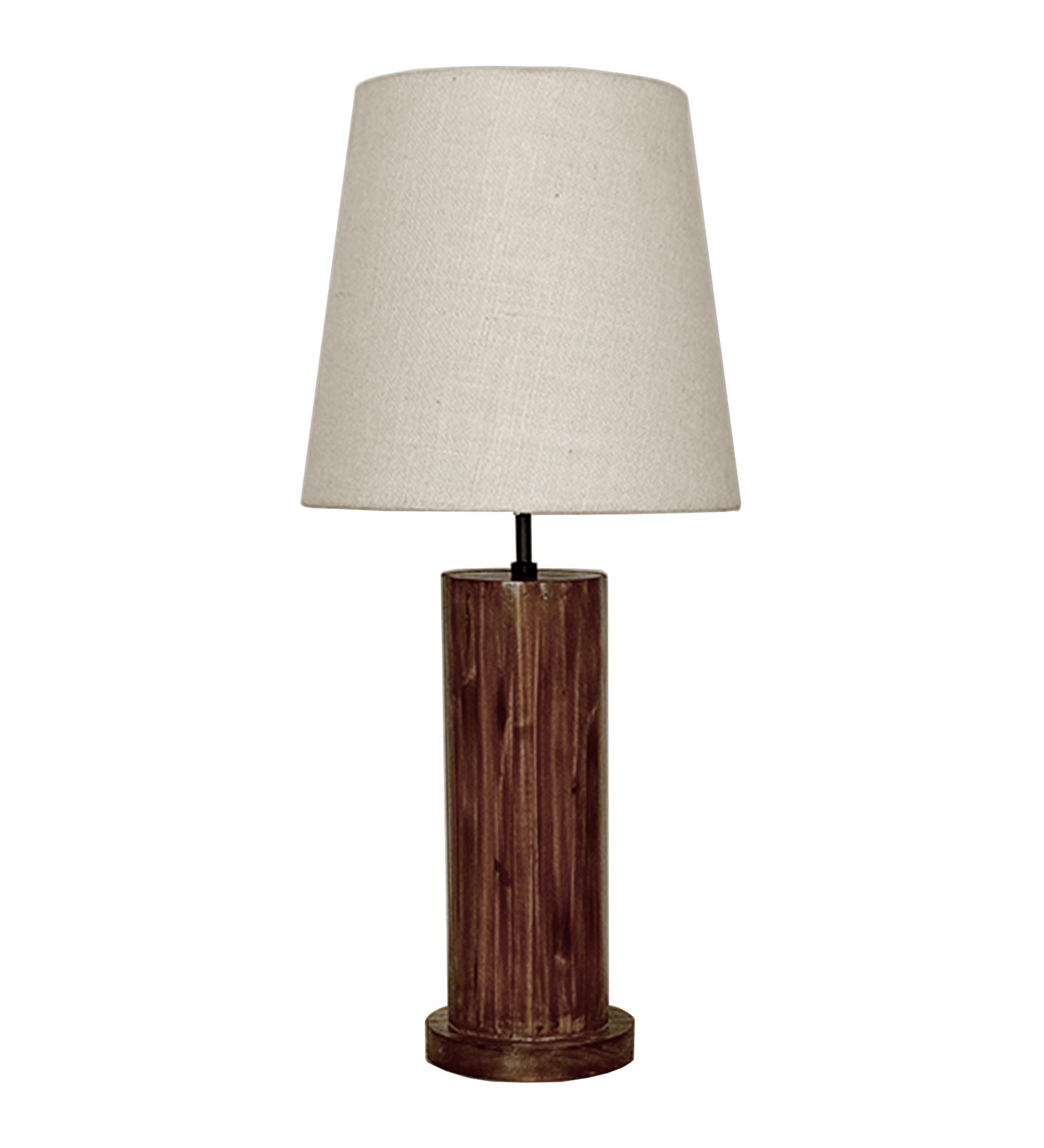 Cedar Brown Wooden Table Lamp with White Fabric Lampshade (BULB NOT INCLUDED)