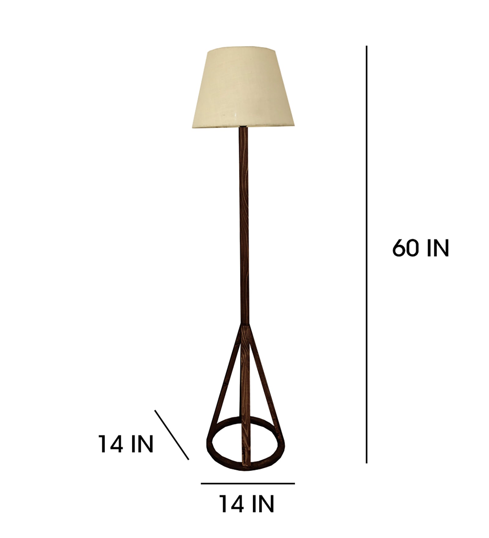 Celine Wooden Floor Lamp with Brown Base and Premium Beige Fabric Lampshade (BULB NOT INCLUDED)