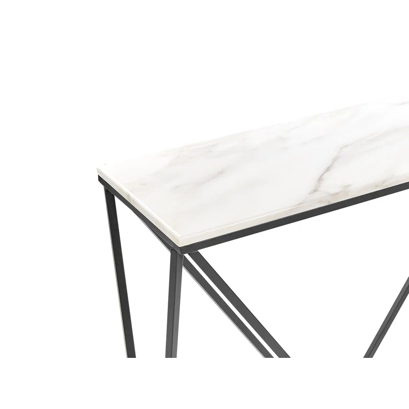 Elegant White Marble Effect Console Table