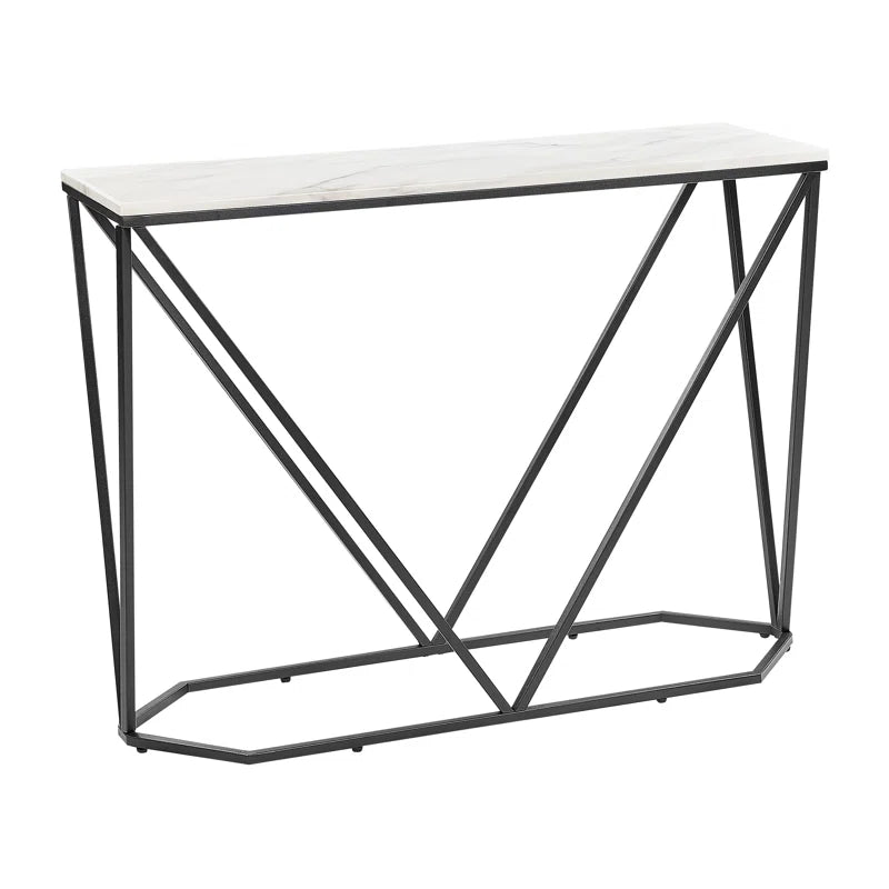 Elegant White Marble Effect Console Table