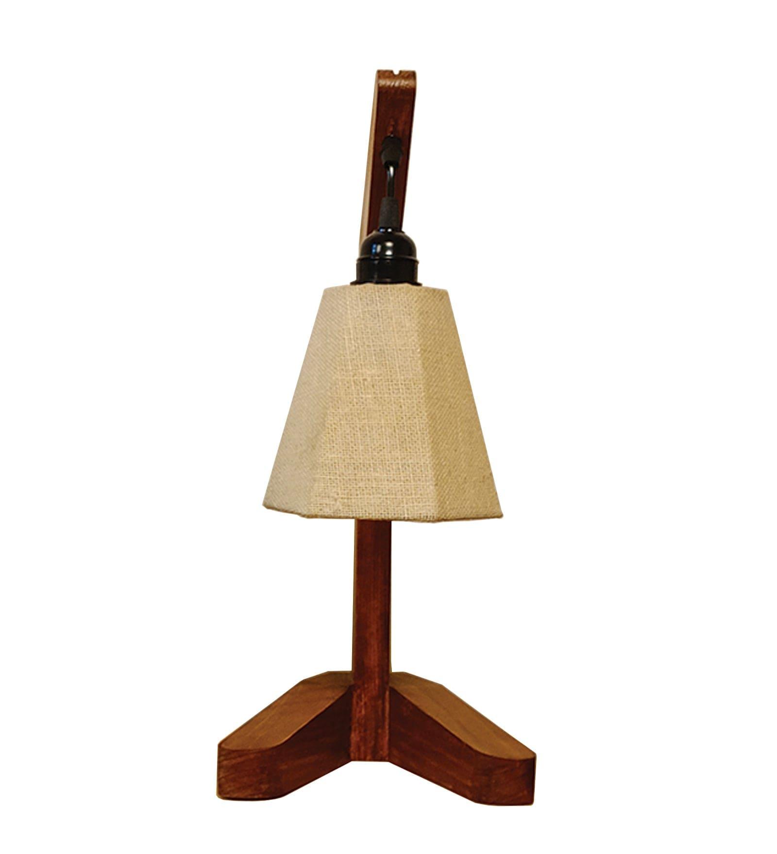 Charles Brown Wooden Table Lamp with White Jute Lampshade (BULB NOT INCLUDED) - Ouch Cart 