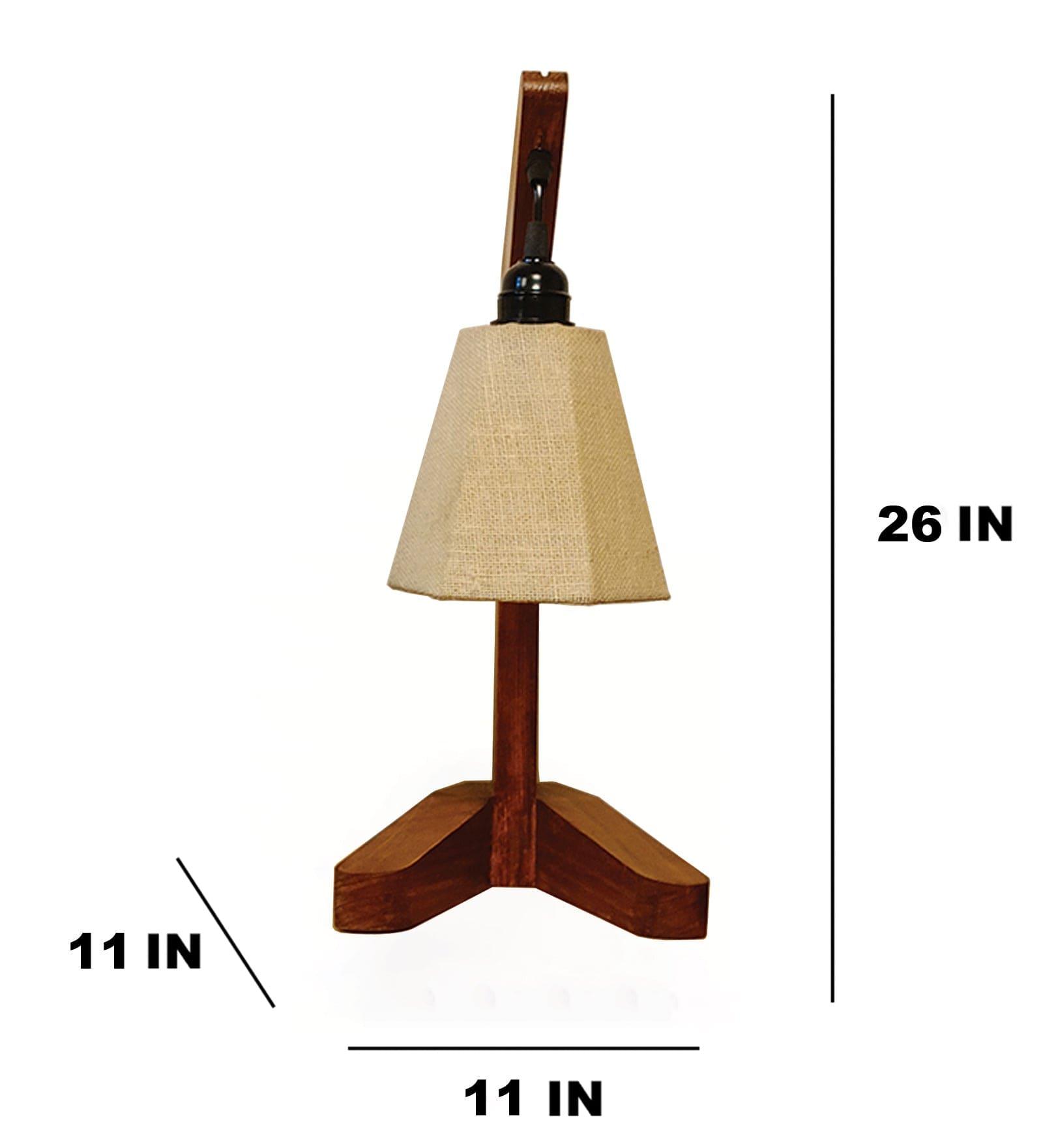 Charles Brown Wooden Table Lamp with White Jute Lampshade (BULB NOT INCLUDED) - Ouch Cart 