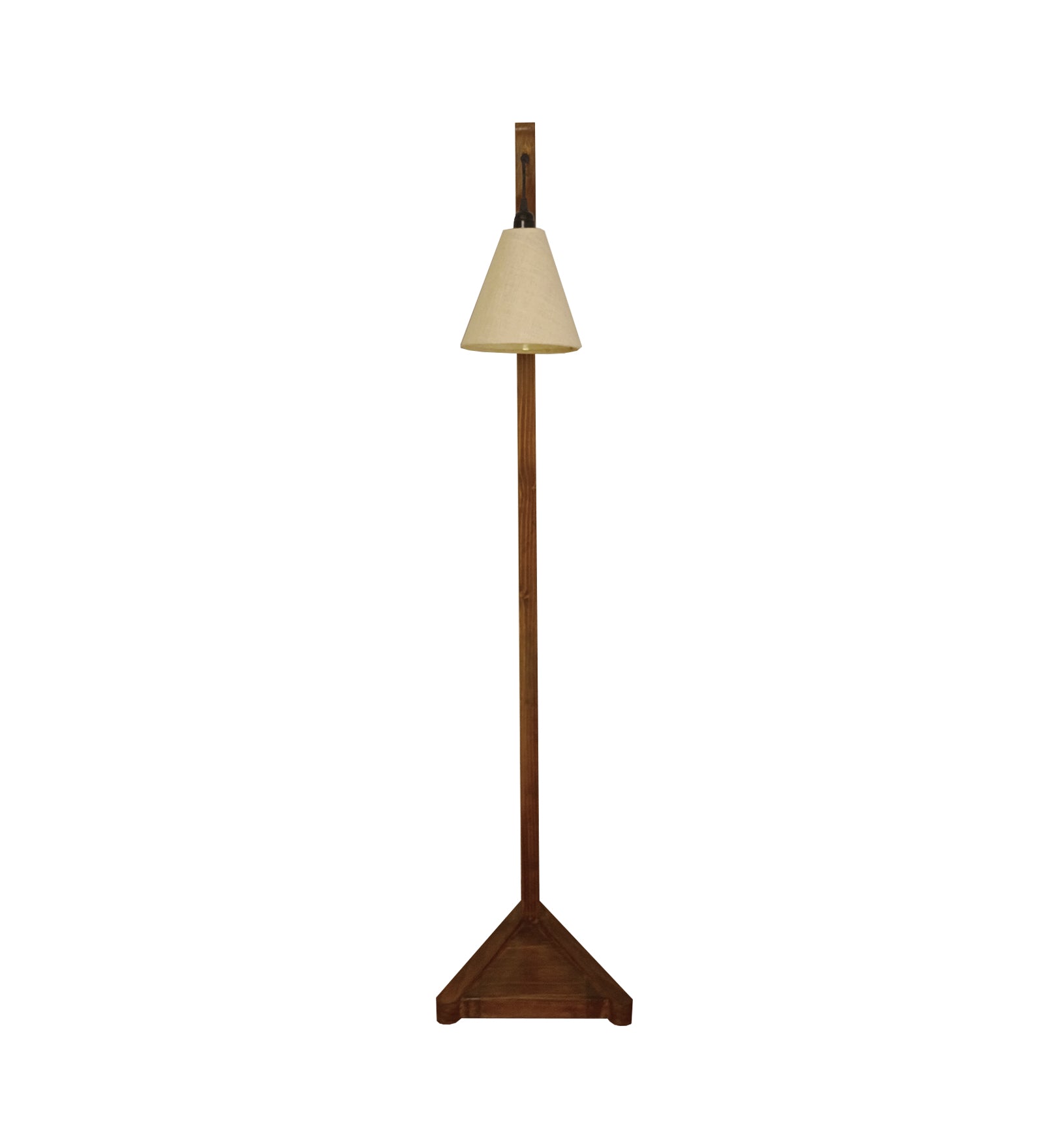 Charles Wooden Floor Lamp with Brown Base and Jute Fabric Lampshade (BULB NOT INCLUDED)