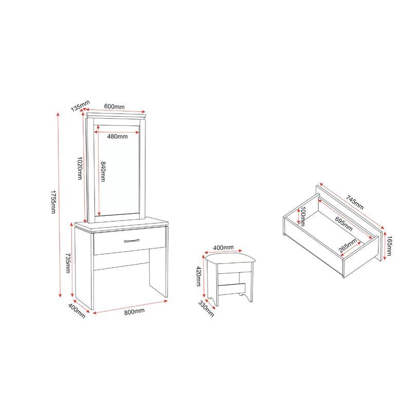 Arnav Table Set with Mirror - Ouch Cart 