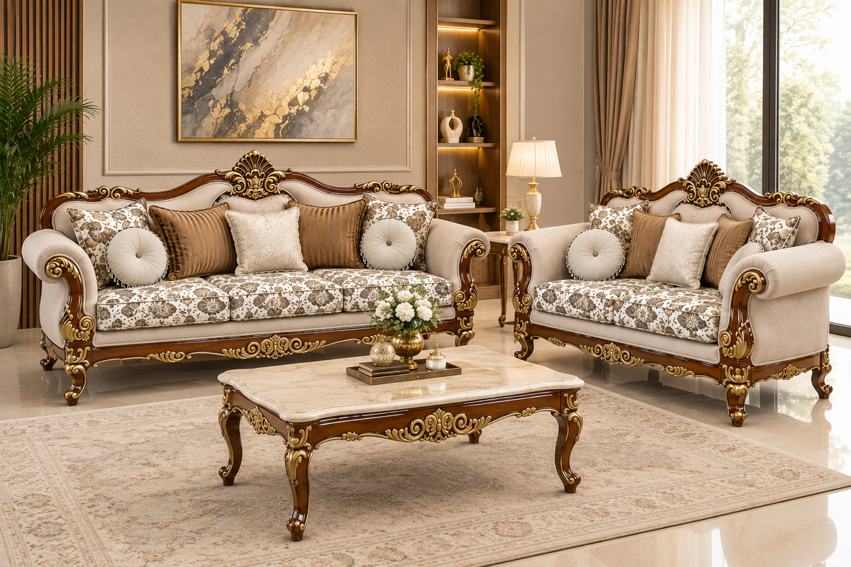 Luxury Classic Carved 3+2 Sofa Set