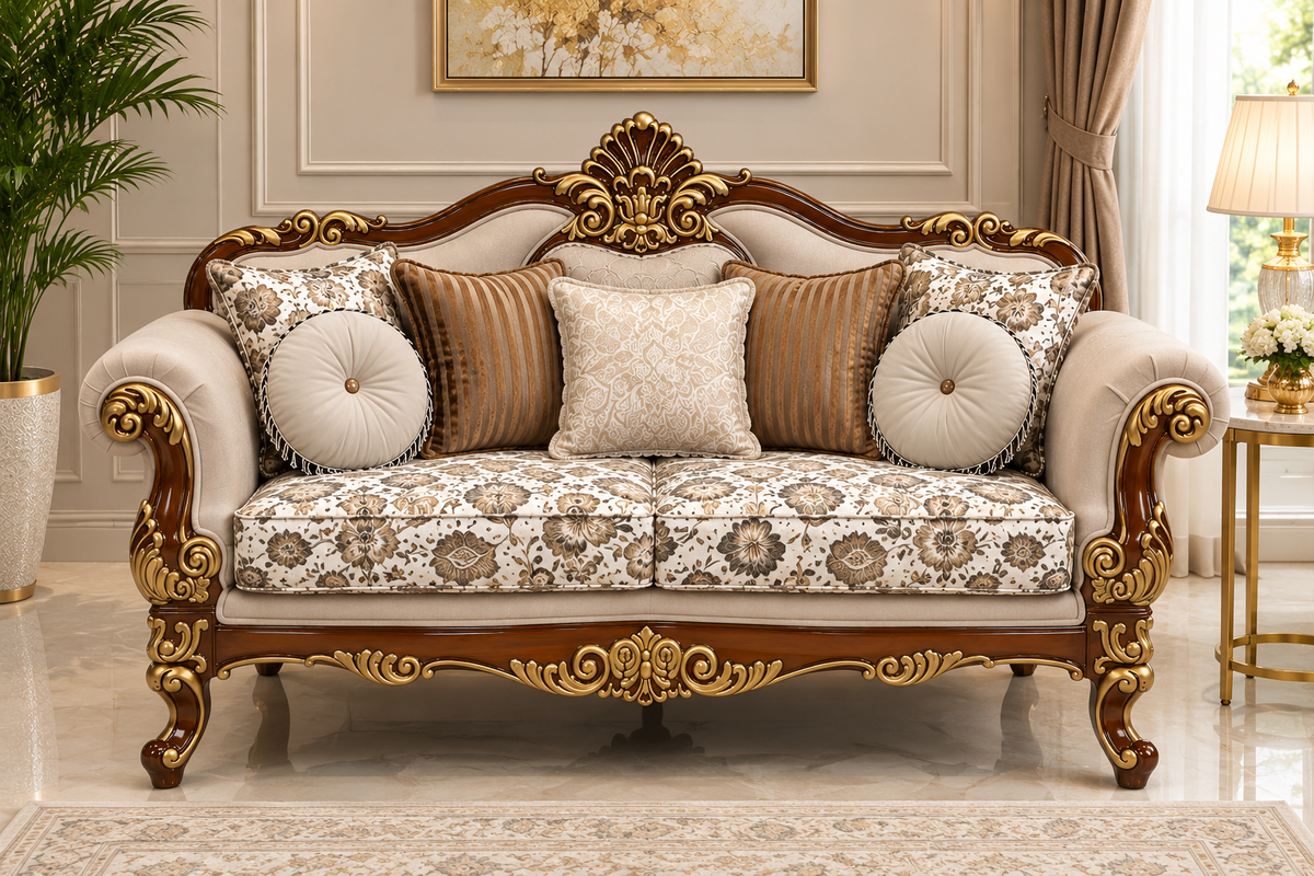 Luxury Classic Carved 3+2 Sofa Set -Ouch Cart