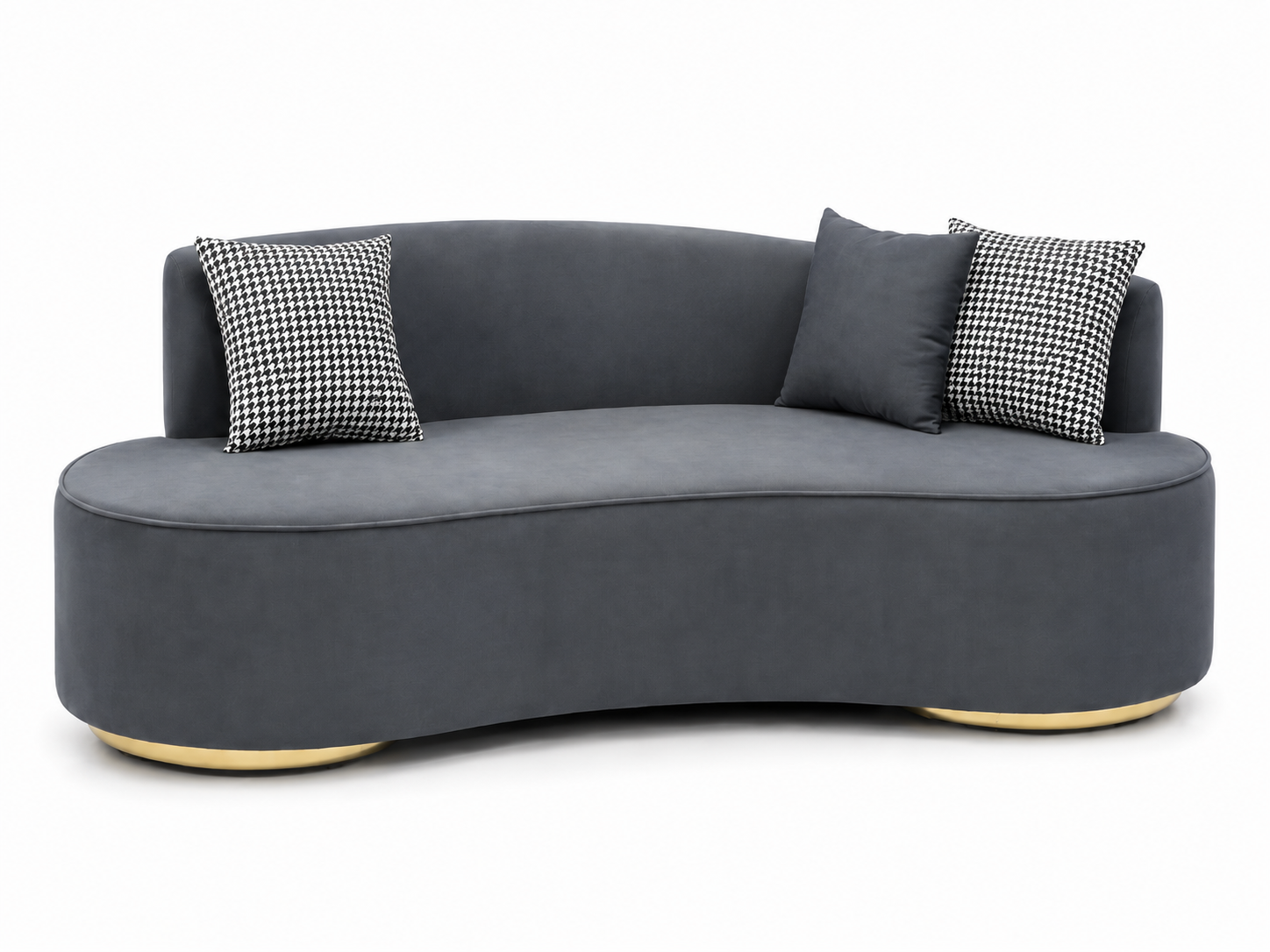Boucle Fabric 3 Seater Curve Sofa In Melange Grey Colour