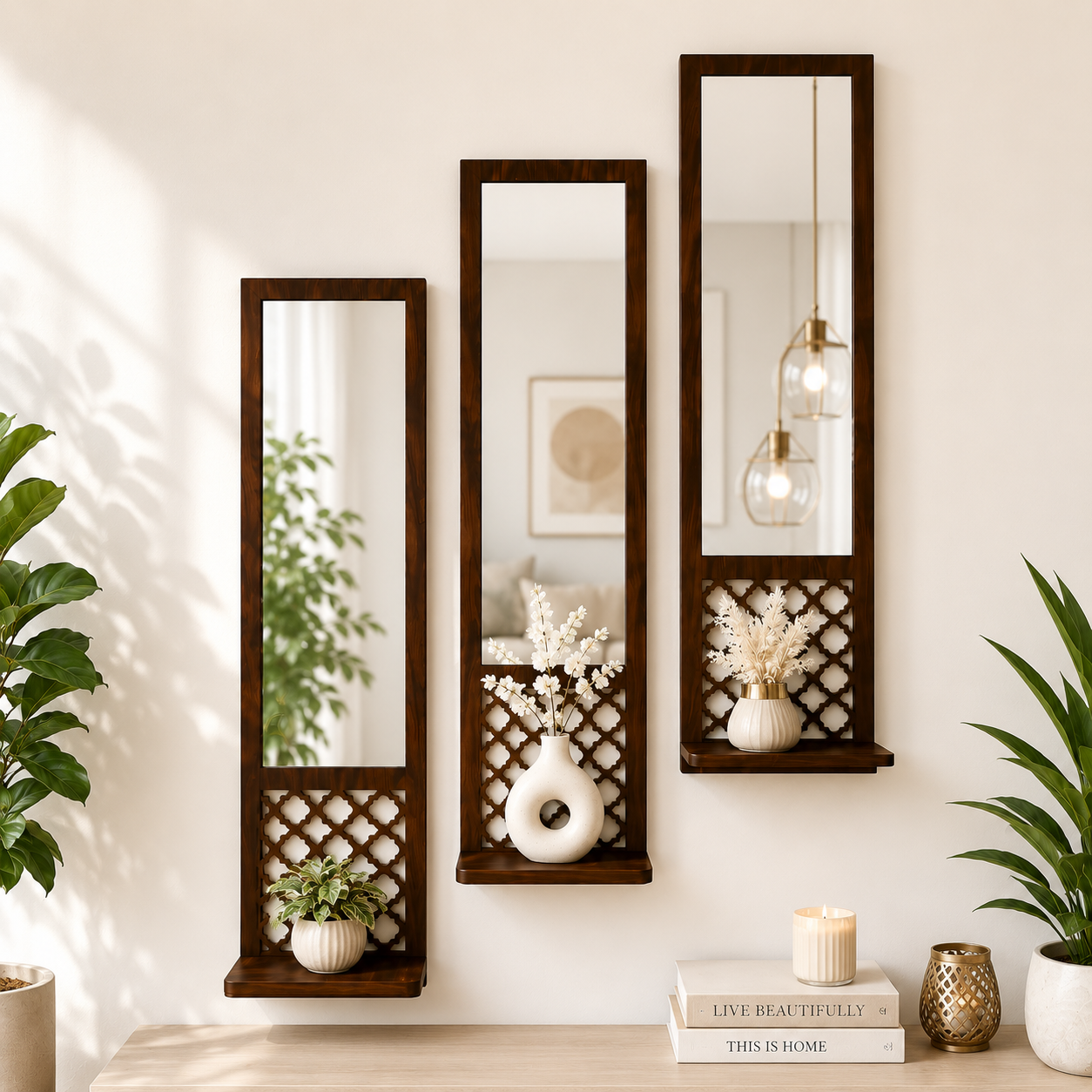 Designer Long Wall Mirror- Set of 3