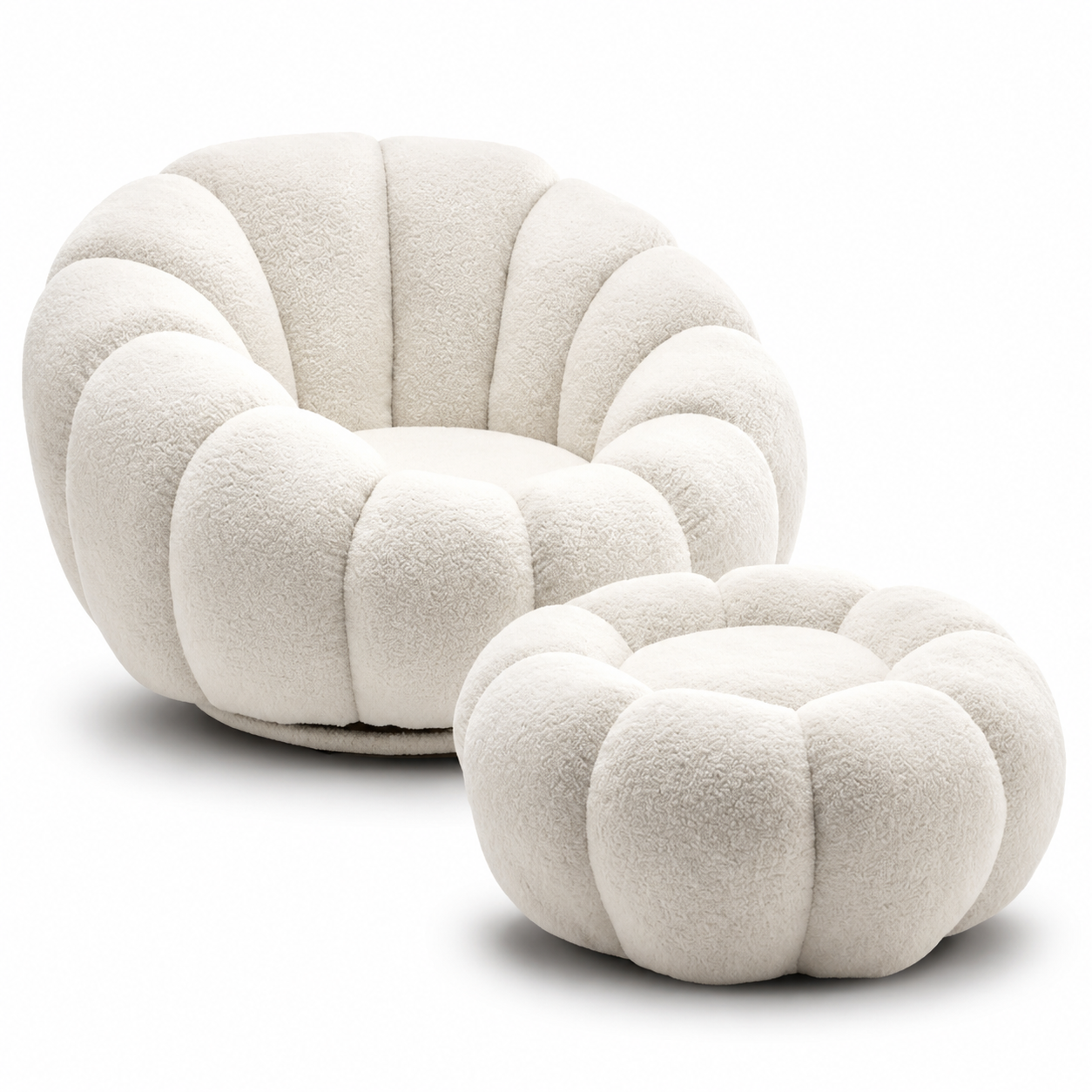 Modern 360° Rotating Lounge Chair with Footstool | Premium Upholstered Accent Chair