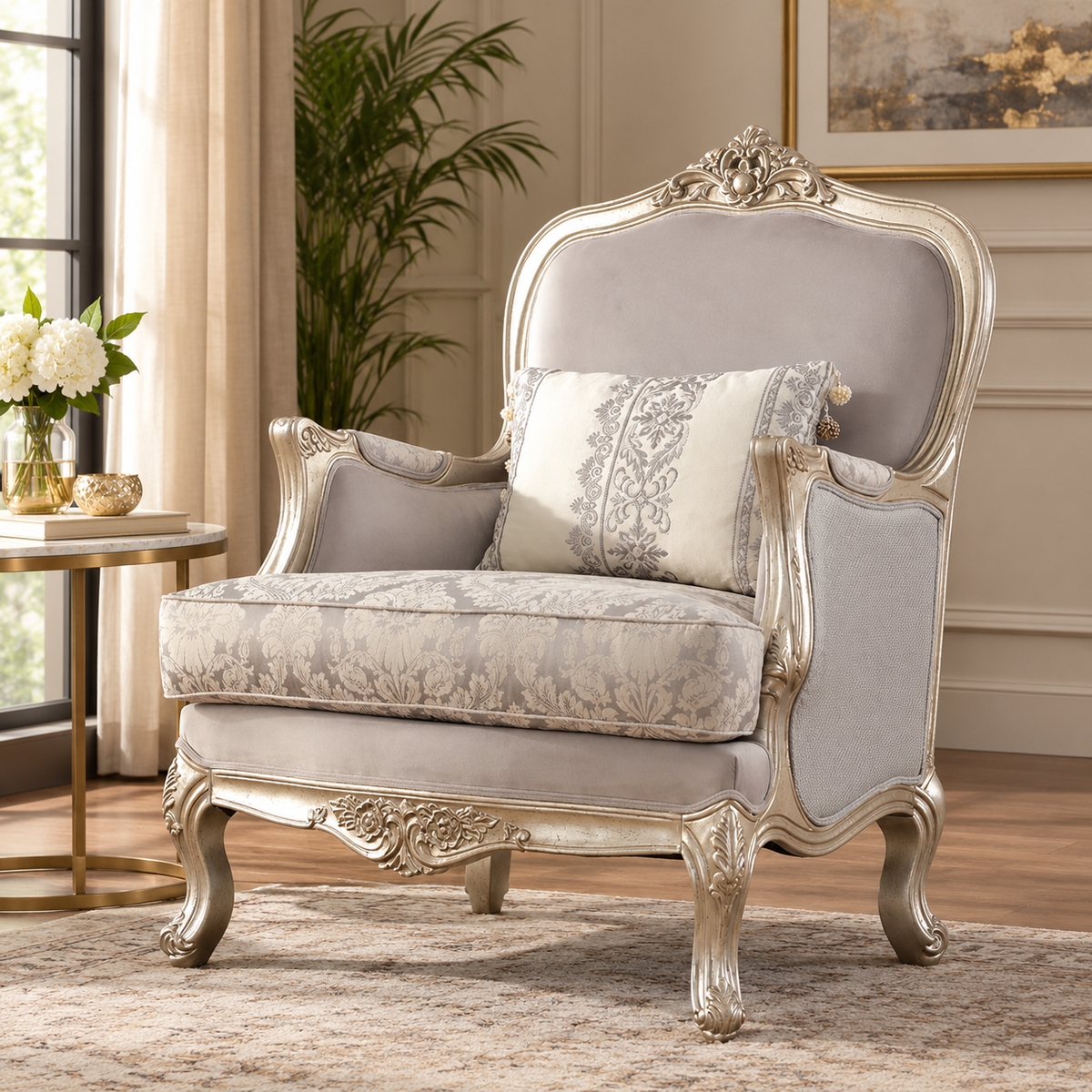 Ouch Cart Upholstered Camel Back Accent Chair for Living Room