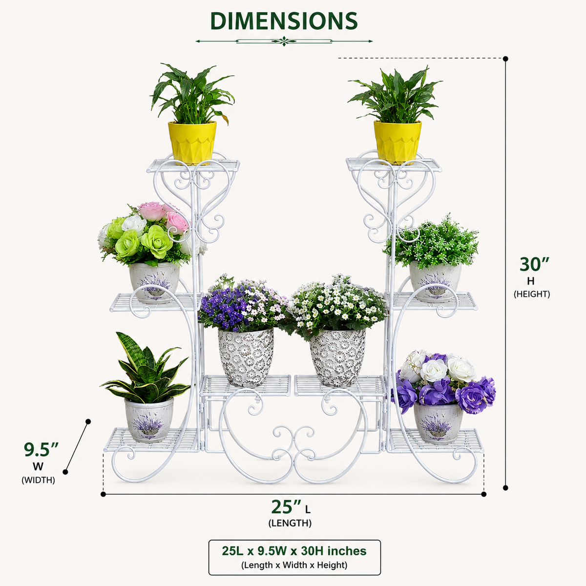 Metal Plant Stand Flower Holder Racks 8  Tier Shelves Patio Indoor Outdoor Garden Displaying Wrought Iron Flowers Planters Shelf Organizer