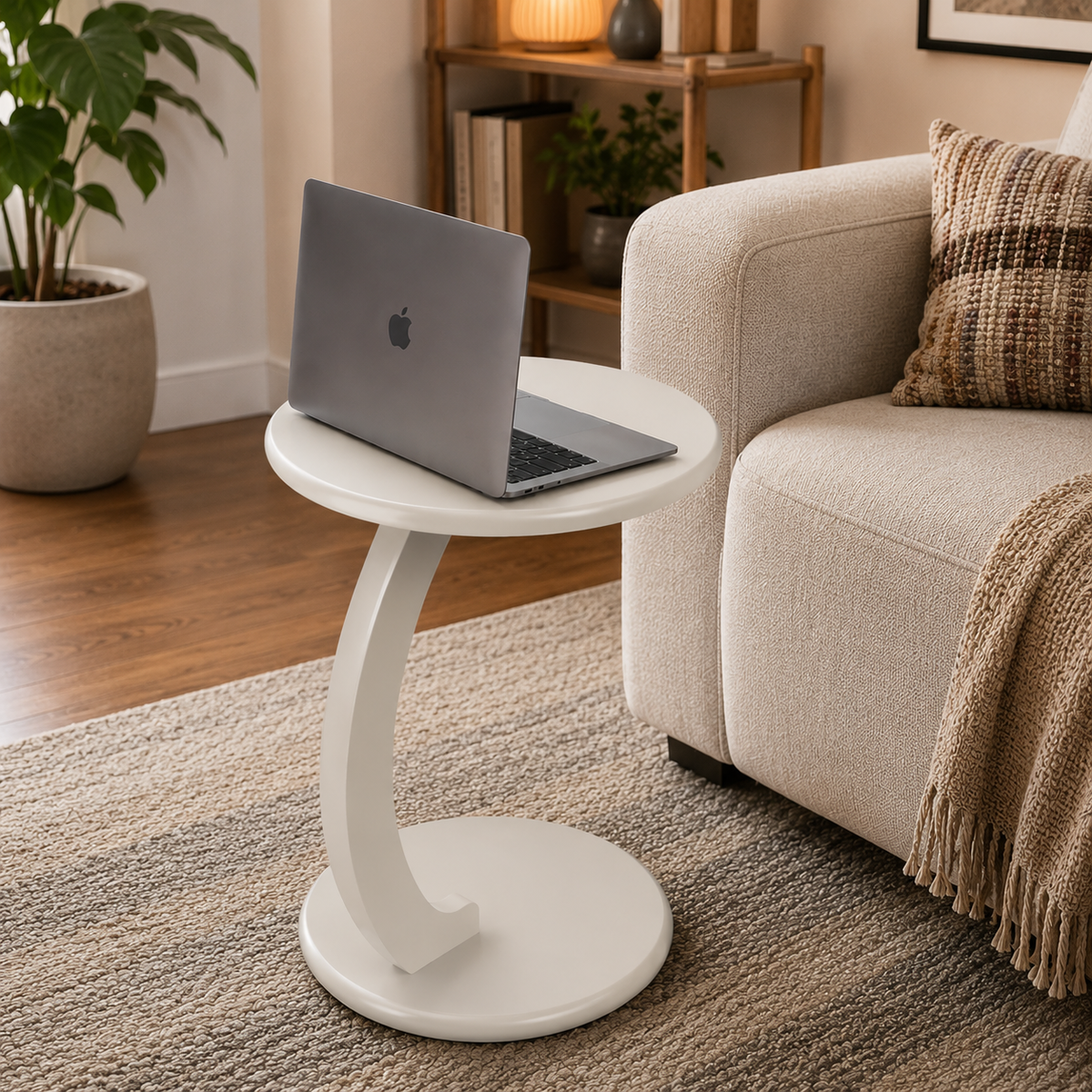 C Shaped End Table,Round C Table, Snack Side Table, C Shaped End Table for Sofa and Bed Side, Round Side Tables Living Room & Bedroom