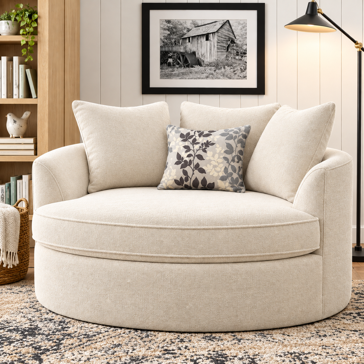 Modern Premium  Barrel Shape Sofa Couch for Home & Office Chaise Lounge
