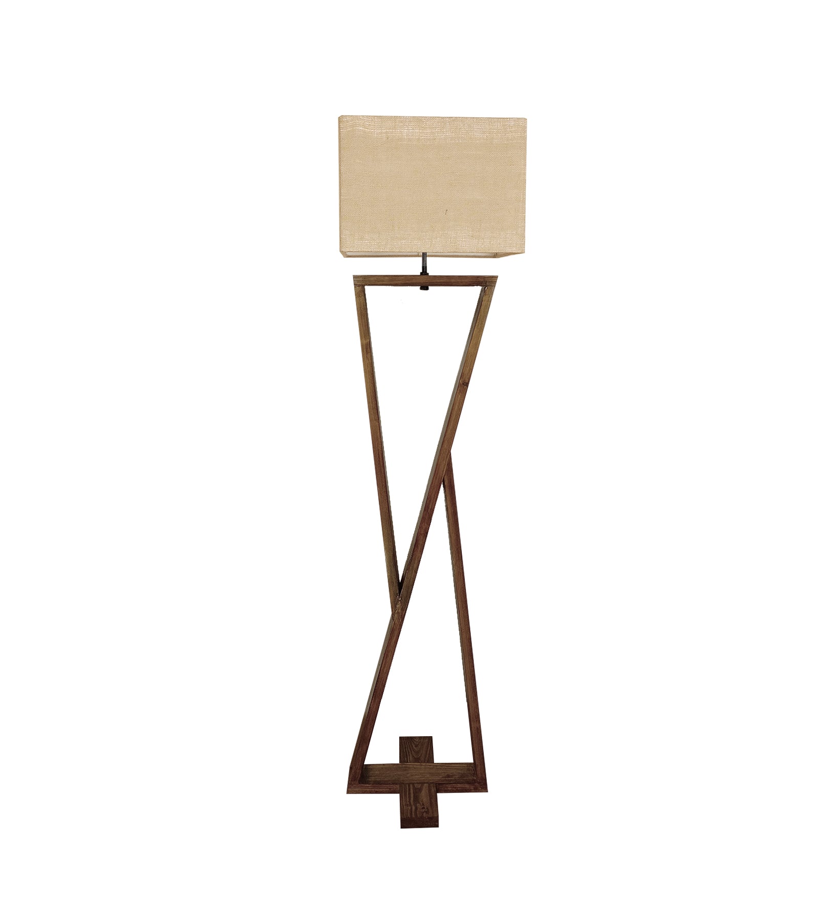 Chloe Wooden Floor Lamp with Brown Base and Jute Fabric Lampshade (BULB NOT INCLUDED)