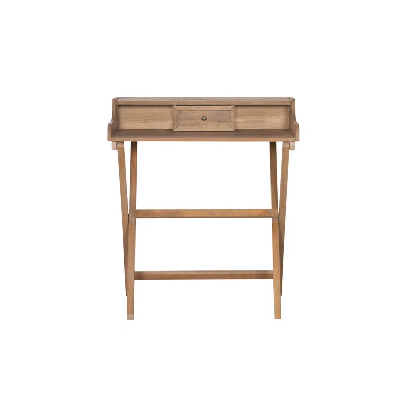 Solid Wood 28" Folding Desk with Storage and Drawer