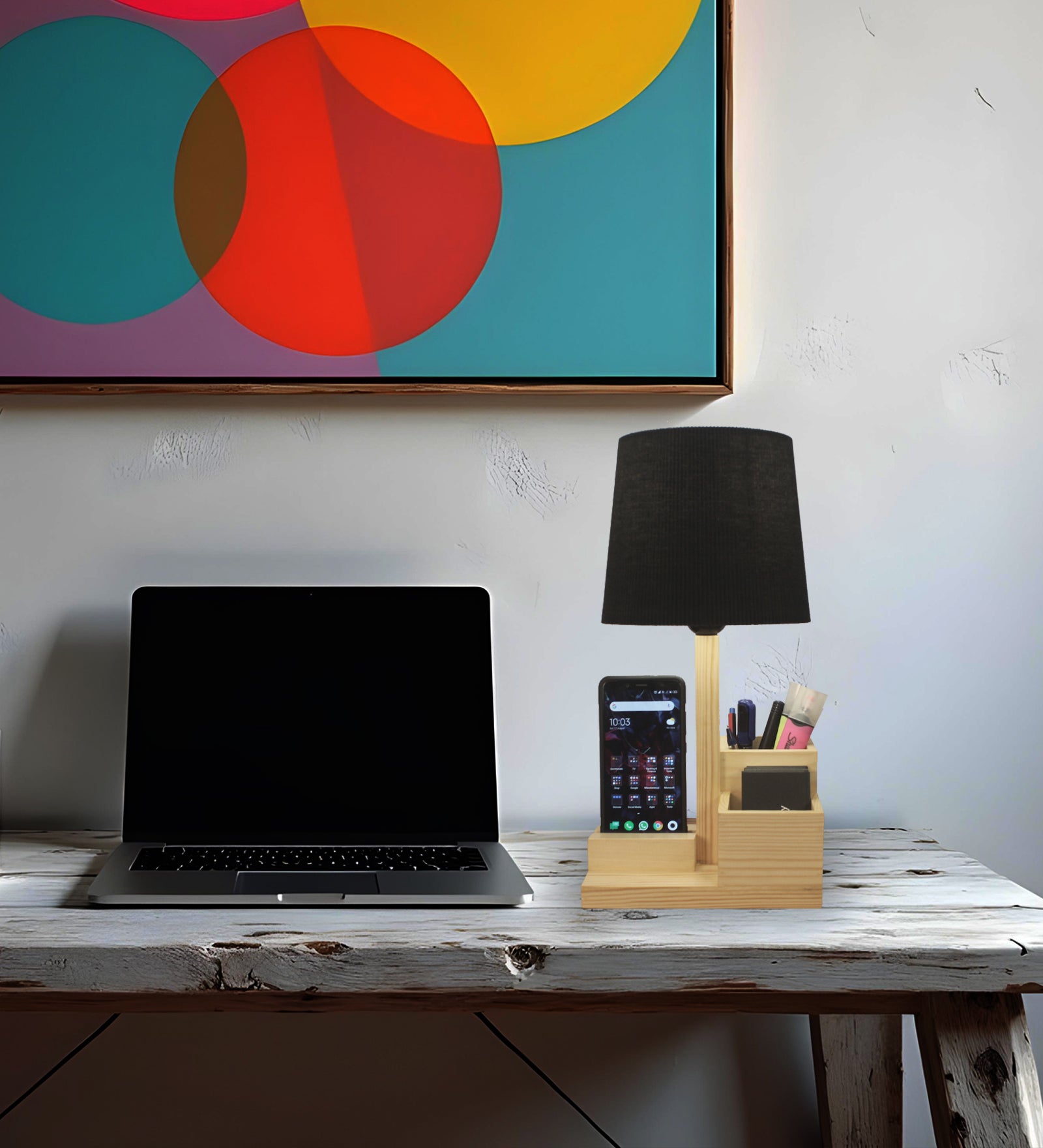 Minister Wooden Table Lamp With Mobile Stand