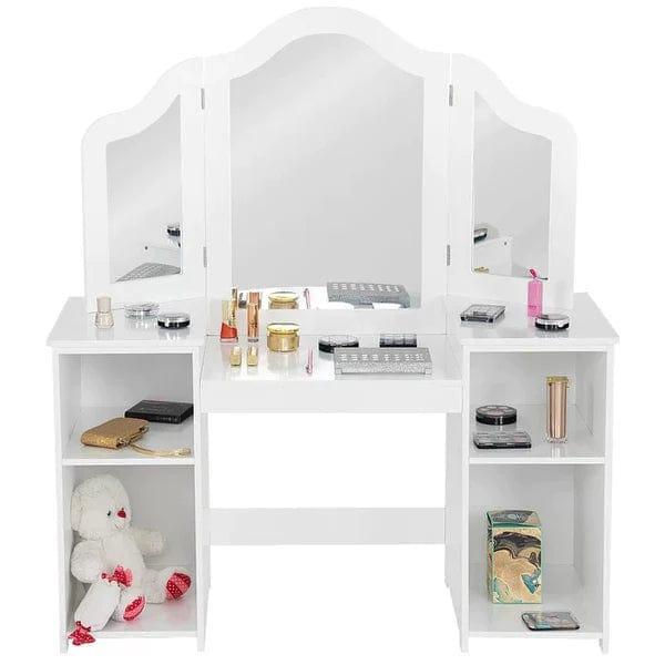 Luca Vanity Dressing Table With Mirror Save Makeup Vanity Dressing Table with 4 Shelves, Large Vanity Table Set for Bedroom - Ouch Cart 
