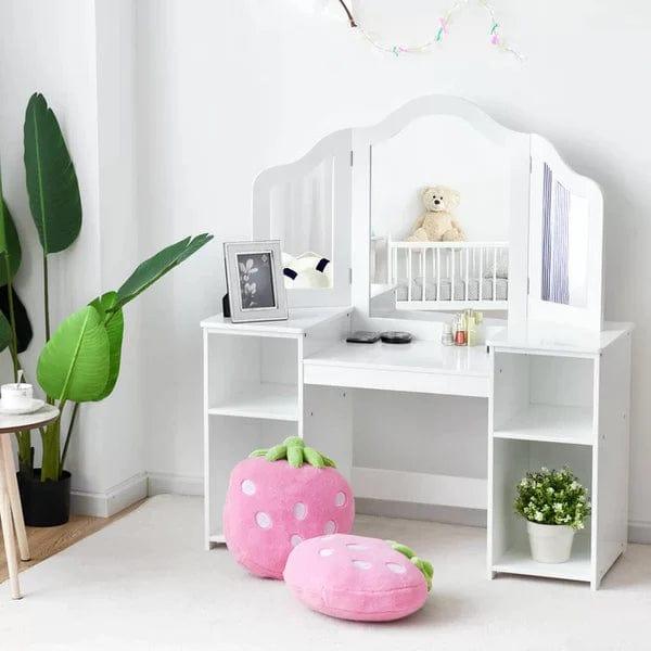 Luca Vanity Dressing Table With Mirror Save Makeup Vanity Dressing Table with 4 Shelves, Large Vanity Table Set for Bedroom - Ouch Cart 