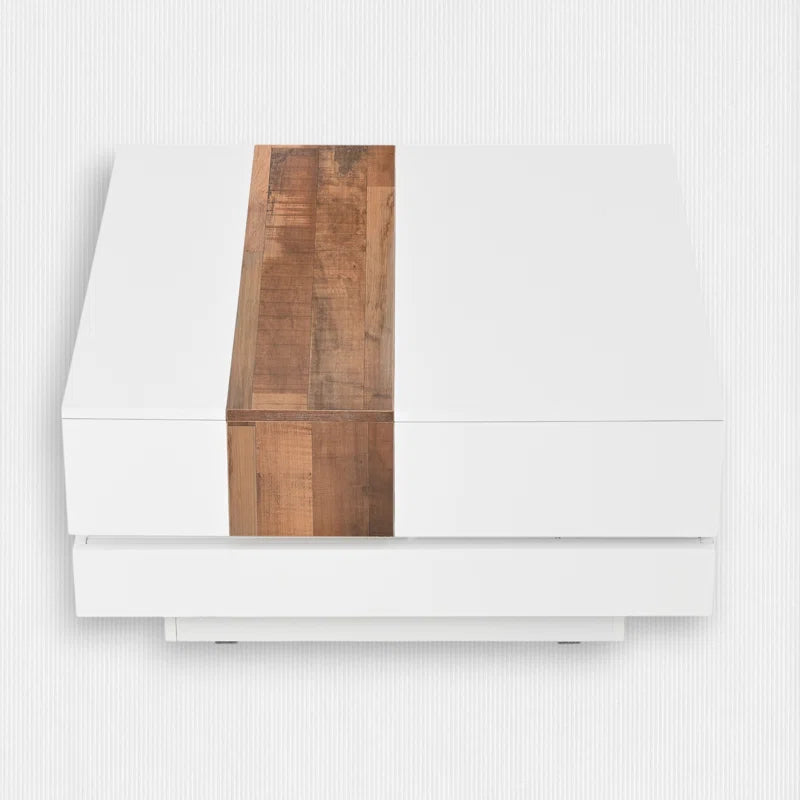 Square Coffee Table  Sliding Top & Hidden Storage – Walnut High Gloss Finish